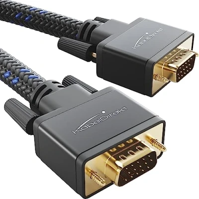 Immagine di KabelDirekt Cavo adattatore da connettore VGA a 7,5 m intrecciata per una qualità dell&#039;immagine massima grazie ai conduttori in rame altamente purificato (Full HD, connette PC al monitor)