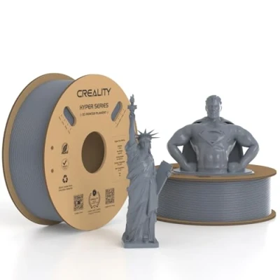 Immagine di Creality Hyper PLA Filamento 2 KG 1.75 mm, per Stampa ad Alta Velocità 30 600 mm/s, Precisione Dimensionale +/ 0.03 1 (2.2 libbre)/ Bobina (Grigio &amp; Grigio) Confezione da