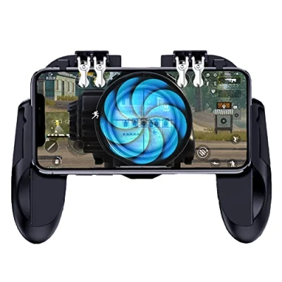 Immagine di Ozkak Mobile Controller con Fan Ventola Raffreddamento, Joystick Smartphone Trigger 6 Finger Gamepad L1 R1 L2 R2 per PUBG COD Compatibile Telefono Cellulare iPhone iOS Android
