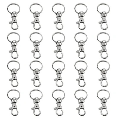 Immagine di TRIXES 20 X Piccoli Ganci Rotanti ad Anello Staccabile con Moschettone per Chiavi