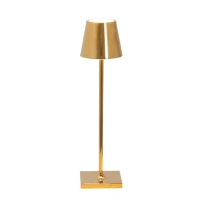 Immagine di Zafferano, Lampada Poldina Micro con Finitura Oro Lucido, da Tavolo Ricaricabile e Senza Fili Controllo Touch, Utilizzabile come Interni, Dimmer, 2200 3000 K, Altezza 27,5 cm