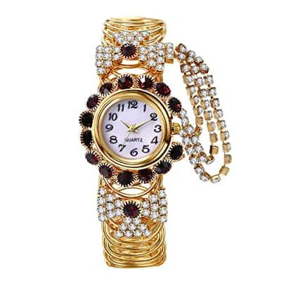 Immagine di JewelryWe Orologi da Polso Donna Ragazza,Cinturino Elastico Regolabile,Rotondo Quadrante con Cubic Zirconia Lucido,Colore Scelta