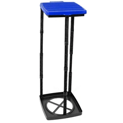 Immagine di com four® 1xporta Spazzatura con Coperchio, 3 Diverse Altezze aggiustabili. Supporto per Sacchi della Coperchio Blu (Coperchio Blu)