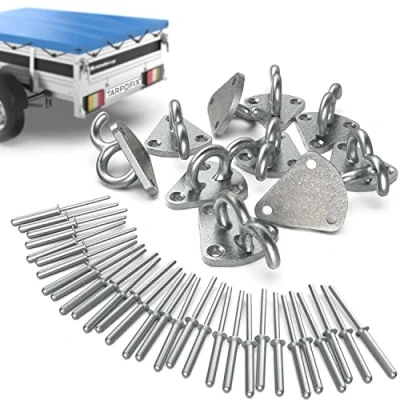 Immagine di Tarpofix® Gancio a tre incl. rivetti per teloni da rimorchio e rete di (10 pz) ganci sponde fori in ghisa galvanizzata Robusti rimorchi auto