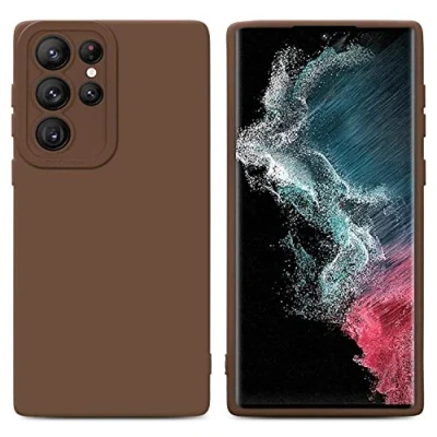 Immagine di Cadorabo Custodia Compatibile con Samsung Galaxy S22 Ultra in Fluid Marrone Coperchio Protettivo Silicone TPU Flessibile