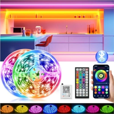 Immagine di Realky Led Striscia, 30M(2 * 15M) Multicolor Strip Light, APP Bluetooth Controllato RGB Strisce LED, Luci Gaming per Decorare Scale, Festa, Cucina Casa, Bar