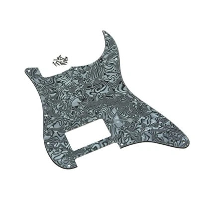 Immagine di Kaish Battipenna a 11 fori, ST Strat, un humbucker, per chitarra Fender Delonge, Guscio bianco e nero.