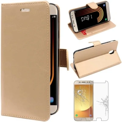 Immagine di ebestStar Cover Compatibile con Samsung J5 2017 Galaxy SM J530F Custodia Portafoglio Pelle PU Protezione Libro Flip, Dorato + Pellicola Vetro Temperato [Apparecchio: 146.2 x 71.3 7.9mm, 5.2&#039;&#039;]