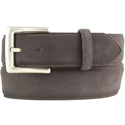Immagine di BELTINGER cintura in pelle scamosciata con fibbia argento vecchio 4 cm 40mm 4cm marrone scuro 90cm