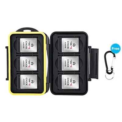 Immagine di JJC memory card custodia impermeabilità porta schede di memoria per 6 XQD con moschettone