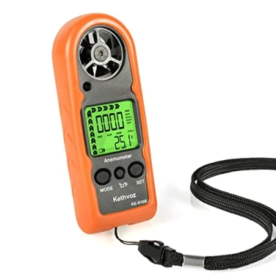 Immagine di Kethvoz Anemometro Portatile Misuratore di Velocità del Vento, Mini WindTester Misura la della Temperatura Flusso d&#039;Aria per Drone Barca, Windsurf, Vela Attività all&#039;aperto