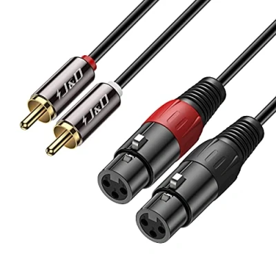 Immagine di J&amp;D 2 RCA a XLR Cavo, PVC Sgusciato Unbalanced 2x Femmina Maschio HiFi Audio Stereo Adattatore Cavo di Interconnessione per Altoparlante Condensatore Microfono Mixer AMP, 1,8 Meter