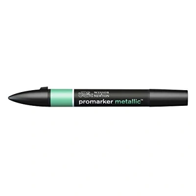 Immagine di Winsor &amp; Newton 0206694 ProMarker Metallic, Marcatore professionale per layout 2 punte sottili e larghe disegni, design Verde metallizzato