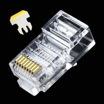Immagine di MINGZE 100 pz. RJ45 CAT5 CAT5E CAT6 Cavo di rete Cavi collegamento LAN Crimp 8P8C UTP Ethernet placcati in argento Testa cristallo