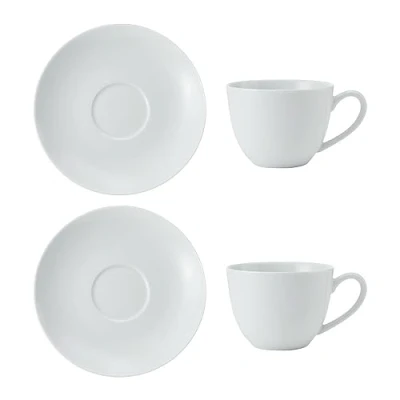 Immagine di Mikasa Chalk Set di 2 tazze e piattini per cappuccino in porcellana, da caffè tutti i giorni, 310ml