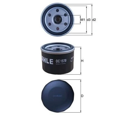 Immagine di MAHLE ORIGINAL OC 1570 Filtro olio 3/4 16UNF 2B ad avvitamento SUZUKI: SWIFT 5, Celerio, Ignis III, DAIHATSU: Copen I