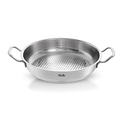 Immagine di Fissler Original,Profi Collection Padella rotonda da portada in acciaio inox 2 L, 24 cm, con coperchio alto, superficie di cottura Novogrill, scala misurazione interna, per a induzione