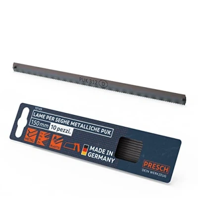Immagine di Presch Lama di sega in metallo PUK 150mm 10pz Lame a mano originali per metalli non ferrosi (rame), acciaio inossidabile, plexiglas, plastica