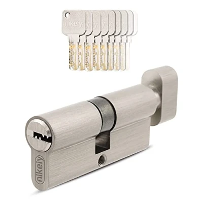 Immagine di GERCAR Pro Set di 1 cilindro a pomello, 40/40, chiusura con 5 chiavi, serratura da 80 mm, lunghezza: A:40 B:40 ottone opaco massiccio