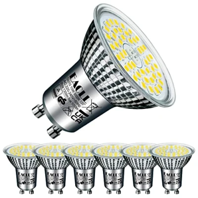 Immagine di EACLL Lampadine LED GU10 10W Equivalente a Alogena 140W, Pacco da 6, 1050lm Luce Bianco Diurno 5000K, Faretti AC 230V senza Sfarfallio, Angolo Fascio 120 Spot, Non Dimmerabile Lampade Riflettore