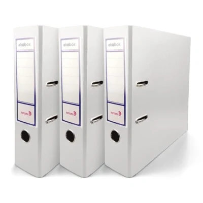 Immagine di Netuno 3 raccoglitori cartone ecologico riciclato bianco a 2 anelli A4 dorso 8 cm per ufficio scuola archivio faldoni portadocumenti