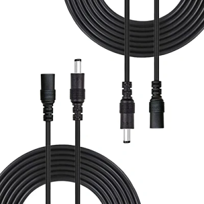 Immagine di Liwinting 2 Pezzi 2m Cavo di Prolunga DC Maschio a Femmina Alimentazione del Connettore 12V 2,1 mm x 5,5 per Adattatore Potenza, LED, Fotocamera CCTV Monitor e più Nero