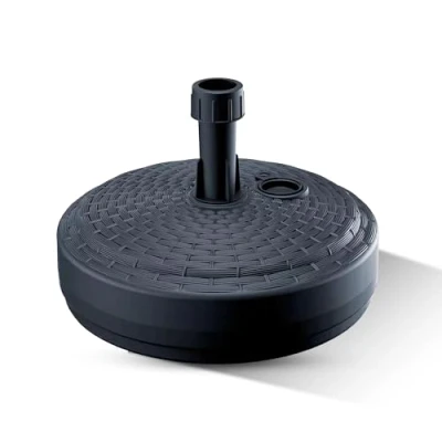 Immagine di GARDENIX Base per ombrellone, Rotondo, Antracite, Effetto Rattan, in plastica, riempibile con Sabbia, Acqua, Ghiaia Giardino, Spiaggia, terrazzo, portaombrelli