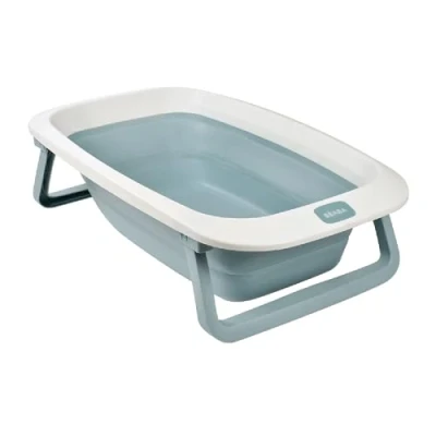 Immagine di BÉABA, Vaschetta Bagnetto pieghevole per bambini, Ultra compatta, Piedini antiscivolo,Tappo di scarico, Pratica custodia, Ingombro minimo, Facile da usare, Eazy Pop Camélé&#039;O, 29L, Blu