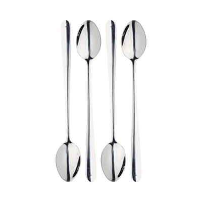 Immagine di MasterClass Cucchiaini Lunghi per Caffelatte, Gelati, Frullati, Acciaio Inossidabile, 12 cm, Argento, 4 Pezzi