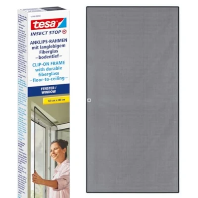 Immagine di tesa Insect Stop Clip On Zanzariera a Incastro Cornice Ritagliabile, Rete in Fibra di Vetro Resistente con Adesive 1,2 x 2,4 m Antracite
