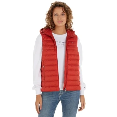 Immagine di Tommy Hilfiger Gilet Donna Padded Global Stripe Imbottito, Rosso (Terra Red), S