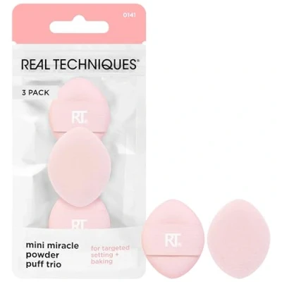 Immagine di Real Techniques mini Miracle Powder Puff Trio, per preparazione e cottura al forno, spugnetta da trucco cipria sfusa pressata,3 pezzi