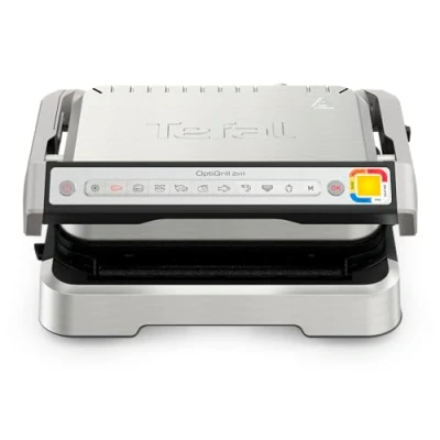 Immagine di Tefal OptiGrill GC773D10 griglia a contatto 2 in 1, con 9 programmi, indicatore del livello di cottura, pinze per barbecue, piastre rimovibili, elettrica, elettrica
