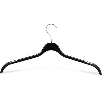 Immagine di RSR Hangers 20 grucce appendiabiti in plastica di alta qualità, 47 cm, per camicette, gancio girevole a 360, salvaspazio, antiscivolo, colore nero