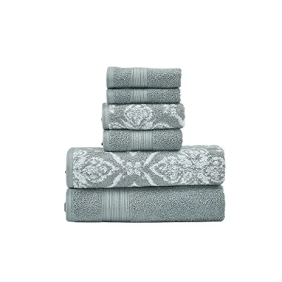 Immagine di Modern Threads Amaris Set di 6 asciugamani reversibili in tessuto jacquard tinto filo, da bagno, e salviette, super assorbenti ad asciugatura rapida, 100% cotone