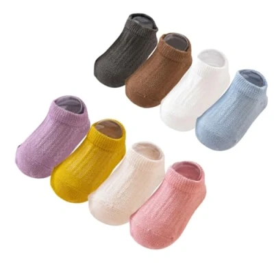 Immagine di FedMois 8 Paia Calzini Antiscivolo in Cotone Estivi Invisibili Bimbi Bambini, Multicolore, 1 3 anni