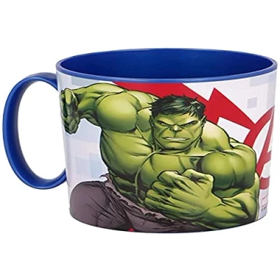 Immagine di ALMACENESADAN 2242; tazza microonde Avengers; capacità 350 ml; prodotto in plastica riutilizzabile; senza BPA.
