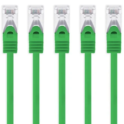 Immagine di 1aTTack.de® Cavo ethernet Gigabit categoria 7 con plug RJ45 6a (doppia schermatura), 500 MHz Verde / 5 pz 0,25 m