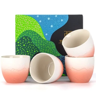 Immagine di TEANAGOO tazza di tè giapponese, 5,6 Oz/ 160ml, Gradient Navy Black, H24, 4 Pz/box, tazze giapponesi, cinese, Giappone, asiatico senza manici,