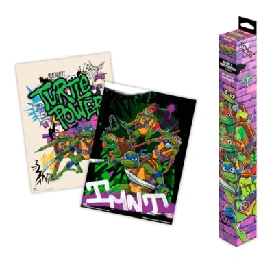 Immagine di Grupo Erik: Set di 2 Mini Poster Ninja Turtles Pack da parete Tartarughe Ninja, 38 x 52 cm, muro con carta lucida + Adesivo incluso, Gadget