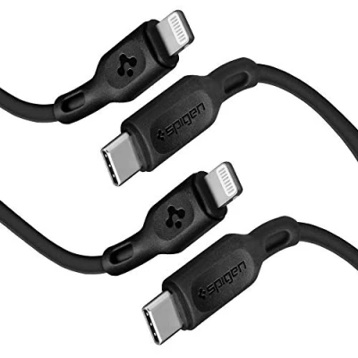Immagine di Spigen DuraSync 2 Pezzi Cavo USB C Lightning Certificato MFi Dati e Ricarica davvero veloce 1m Per iPhone SE 2020 11 Pro Max XR XS 8 Plus 7 iPad Galaxy S20 S10 Note 20 Ultra