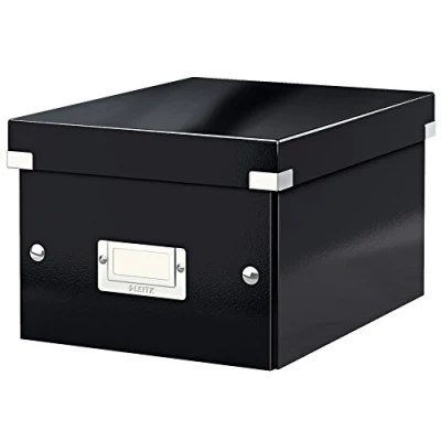 Immagine di Leitz Click &amp; Store WOW Scatola Archivio Piccola, per Riporre e Trasportare Documenti A5 Oggetti di Piccole Dimensioni, Adatta a Casa Ufficio, Nero, 60430095
