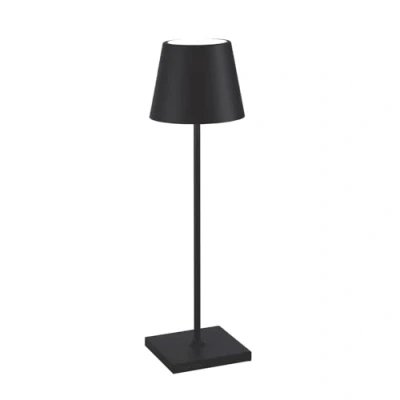 Immagine di Zafferano, Lampada Poldina Pro, da Tavolo Ricaricabile e Senza Fili con Controllo Touch, Utilizzabile anche come Esterni, Dimmer, 2200 3000 K, Altezza 38 cm, Colore Nero