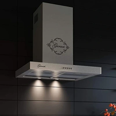 Immagine di Gurari cappa aspirante da 60 cm, GCH F 461 IS 6 N, parete in acciaio inox, molto assorbente, motore 1000 m3/h, montaggio a parete, aspirante, modalità di ricircolo o scarico