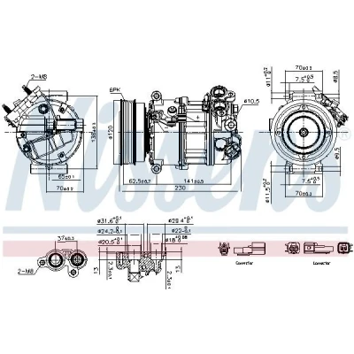 Immagine di NISSENS 891004 Compressore Aria Condizionata PXC16 12 PAG 46 YF R 134a VOLVO: V60 I, XC60 S60 II