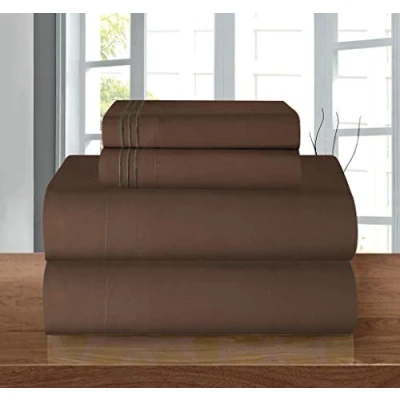 Immagine di Elegant Comfort 1500 Thread Count Wrinkle Resistant Egyptian Quality Ultra Soft Luxurious 4 Piece Bed Sheet Set, Full, Marrone Cioccolato