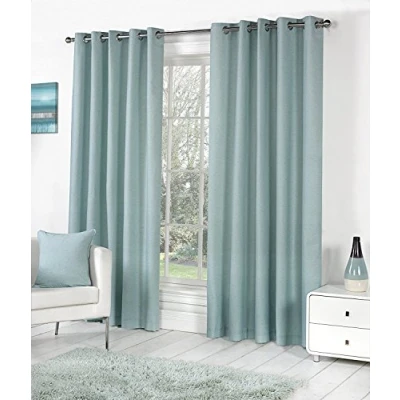 Immagine di Fusion Sorbonne Coppia di Tende con Occhielli, 100% Cotone, Tela, Duck Egg, 46 Width x 54 Drop (117 137cm)