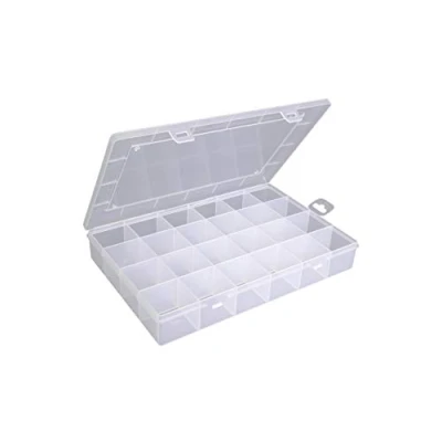 Immagine di hünersdorff PP Eco scatola di assortimento con 24 scomparti robusta smistamento per viti e altre piccole parti divisione fissa degli 23,3 x 33,9 5,8 cm, trasparente