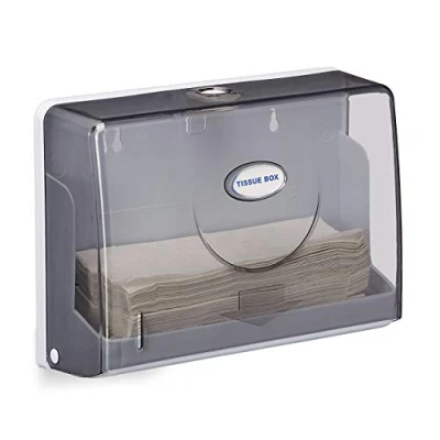 Immagine di Relaxdays Dispenser Asciugamani di Carta da Parete, Sistema H2, Salviette Bagno, Salvaspazio, Bianco/Grigio