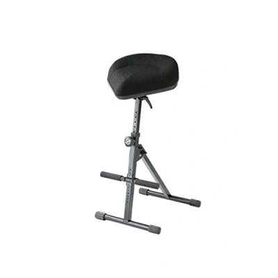 Immagine di K&amp;M 14046 Sit Stand nero, con molla a gas, in acciaio e tessut pieghevole poggia piedi